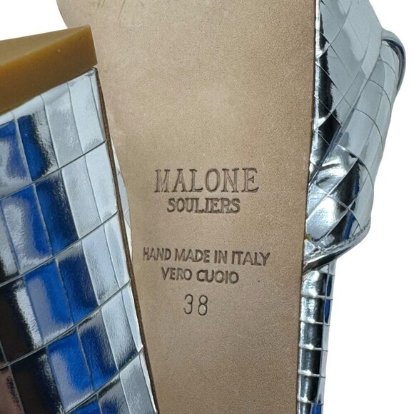 Malone Souliers Keaton Platform High Heel Sandals silver mirror size 38 8 disco - Picture 12 of 13